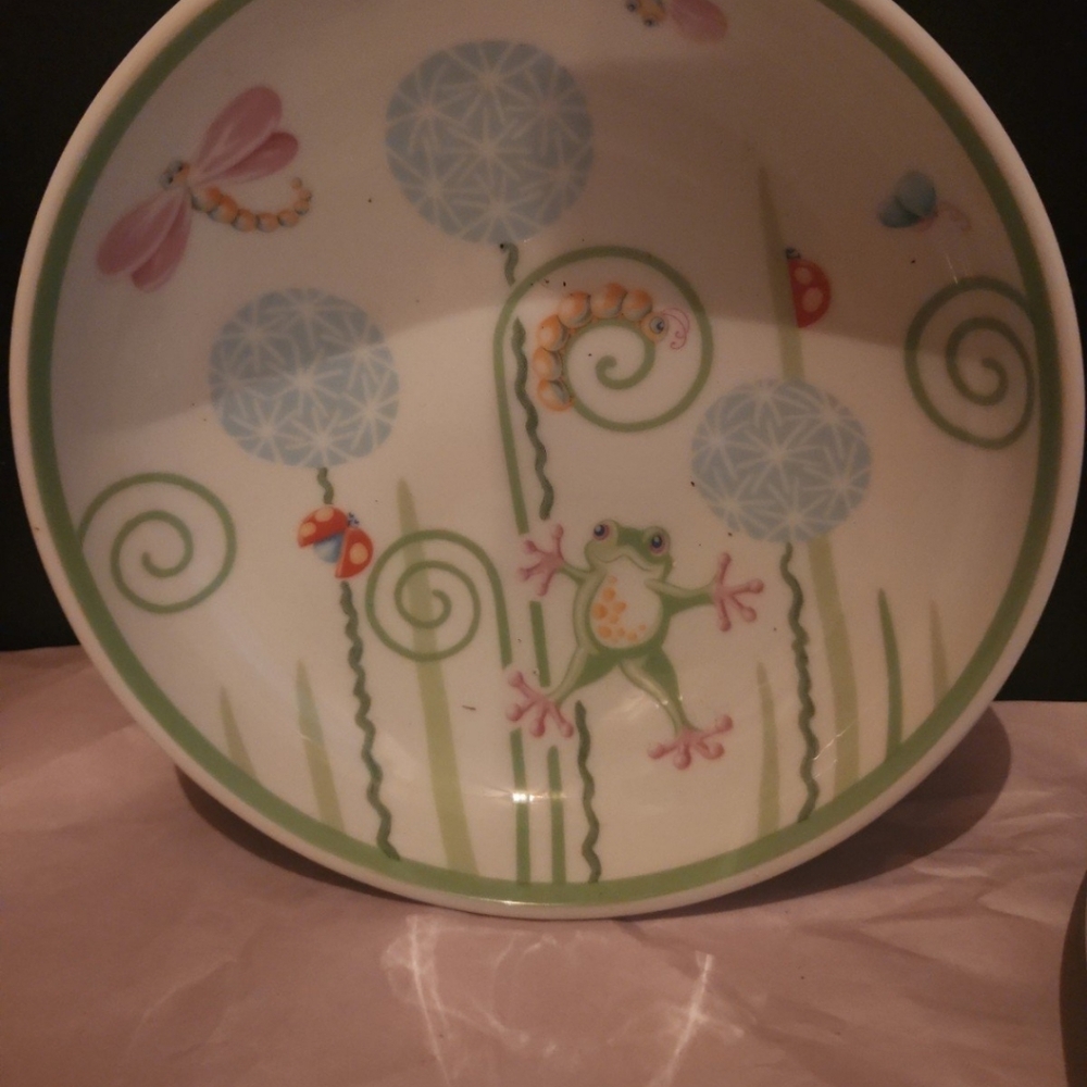 Tiffany Fiddleheads Porcelain Toddler  Plate & Bowl - Picture 3 of 4